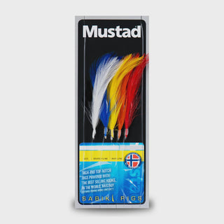 Mustad Sabiki 5 Hook Multi Coloured Feather Rig SZ1/0