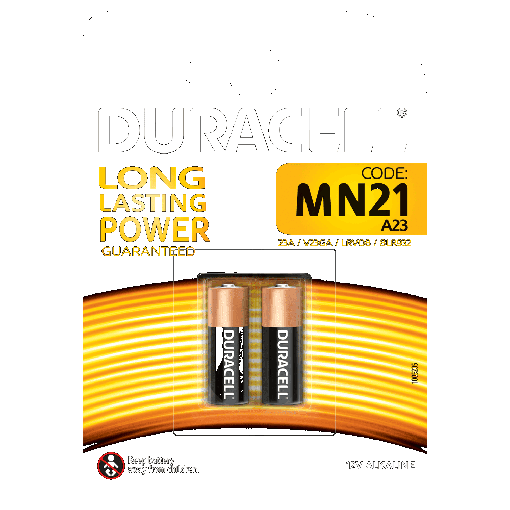 Duracell Alkaline MN21 Batteries 12V (A23 / 23A / V23GA)